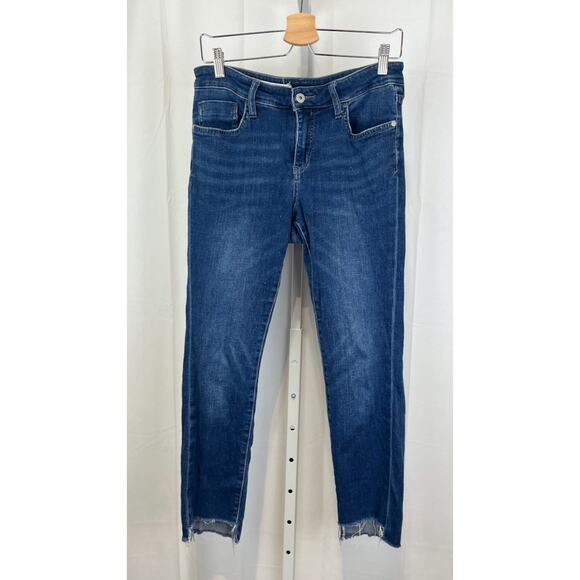 PILCRO Anthropologie Step Hem Skinny Ankle Jeans Mid Rise 5 Pocket Blue EST S - Picture 10 of 10